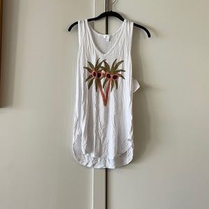 Nordstrom white palm tree tank top new with tags